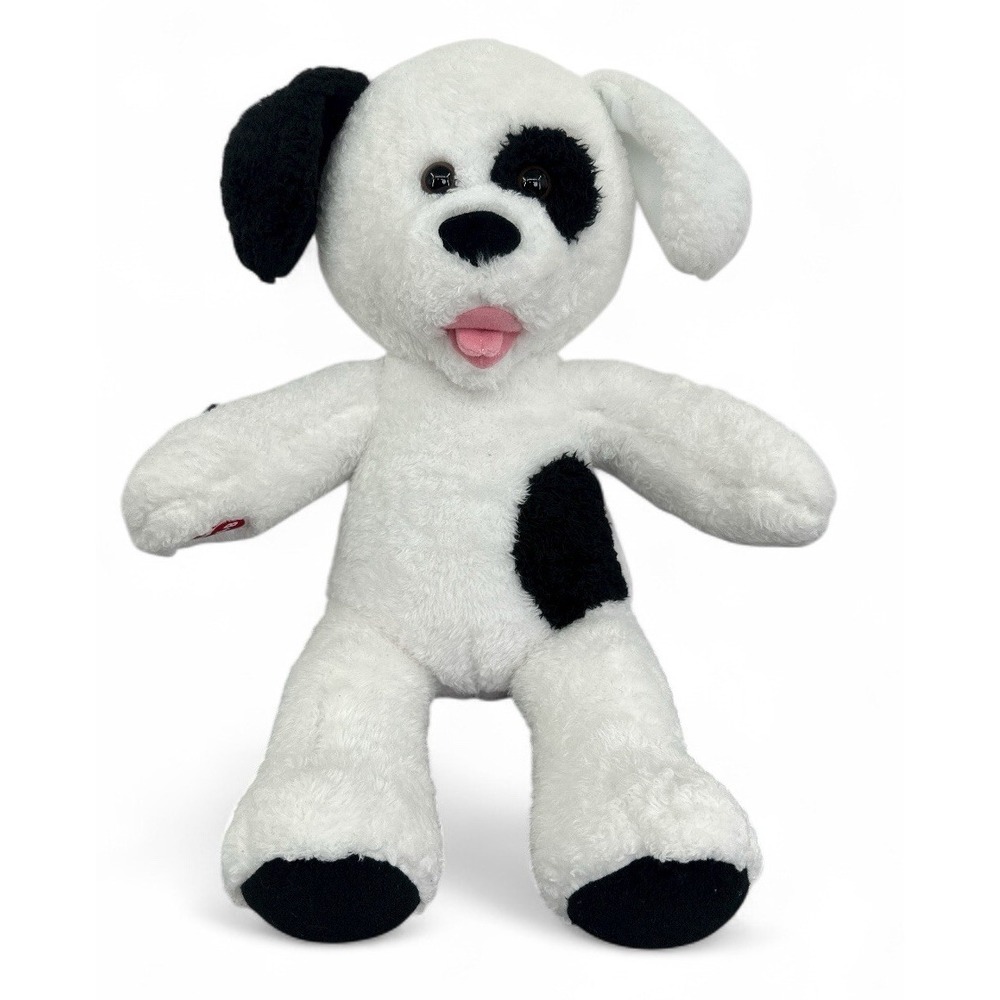 Build A Bear BAB Dog Puppy Plush Stuffed Animal Toy White Black Spots 16"